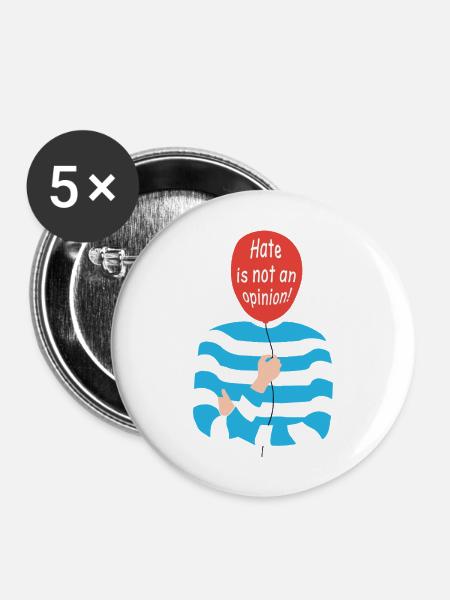 Hate is not an opinion - Buttons groß 56 mm (5er Pack) - Weiß
