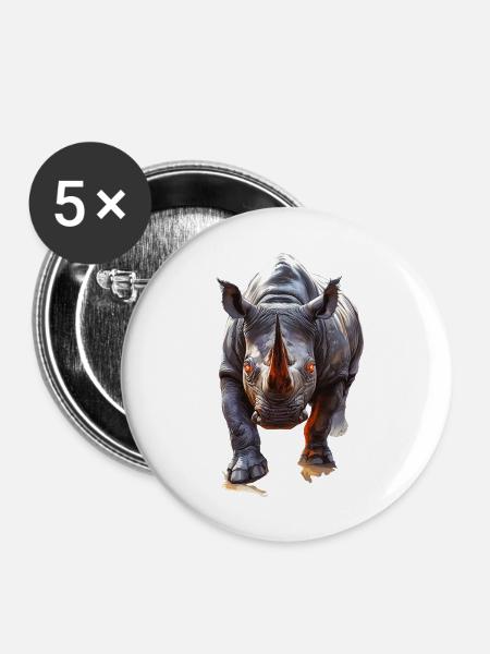 Nashorn - Buttons groß 56 mm (5er Pack) - Weiß