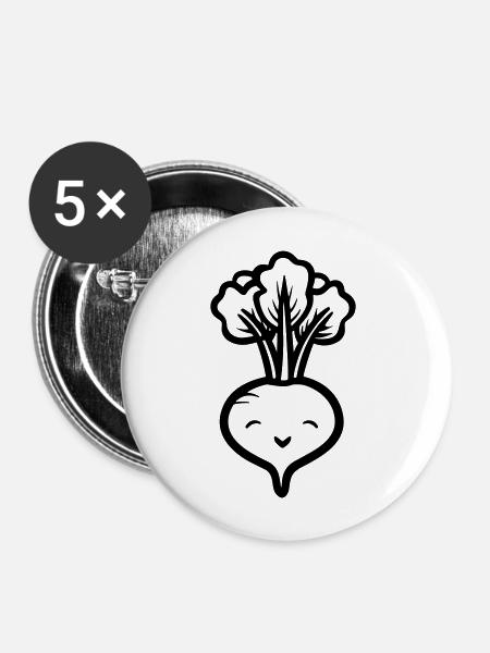 Rübe - Buttons groß 56 mm (5er Pack) - Weiß