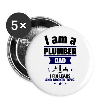 Dad Plumber,Gift for Father's Day - Buttons large 2.2''/56 mm (5-pack) - white - Front