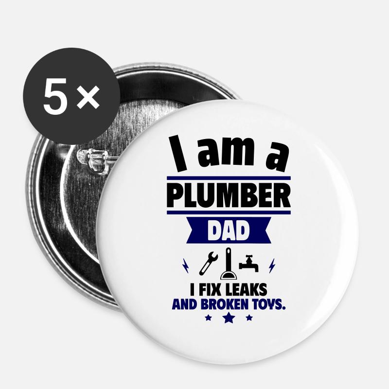 Dad Plumber,Gift for Father's Day - Buttons large 2.2''/56 mm (5-pack) - white
