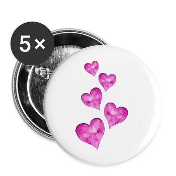Coeurs Symbole Mariage - Lot de 5 grands badges (56 mm) - blanc - Devant