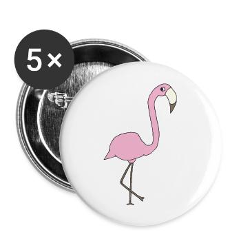 Rose flamant rose - Lot de 5 grands badges (56 mm) - blanc - Devant