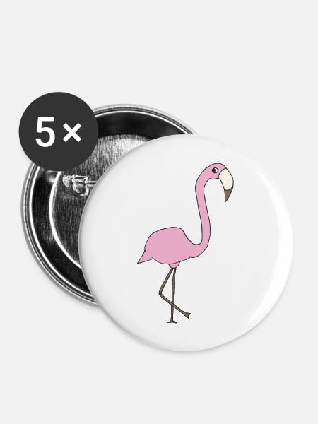 flamingo rosa - Buttons groß 56 mm (5er Pack) - Weiß