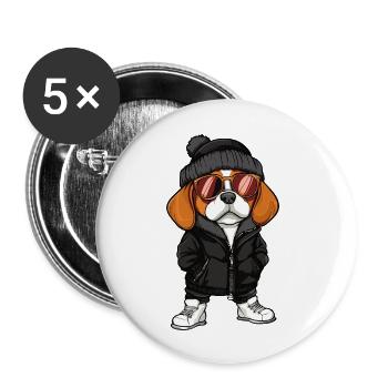 Beagle Dog Cool Comic - Buttons large 2.2''/56 mm (5-pack) - white - Front
