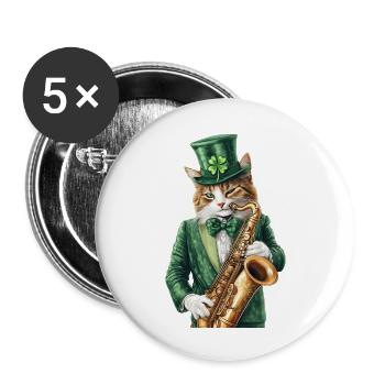 Katze - Buttons groß 56 mm (5er Pack) - Weiß - Vorne