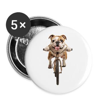 Bulldogge - Buttons groß 56 mm (5er Pack) - Weiß - Vorne