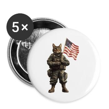 Katze - Buttons groß 56 mm (5er Pack) - Weiß - Vorne