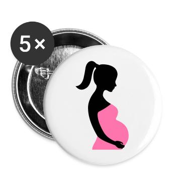 Schwangere Silhouette - Buttons groß 56 mm (5er Pack) - Weiß - Vorne