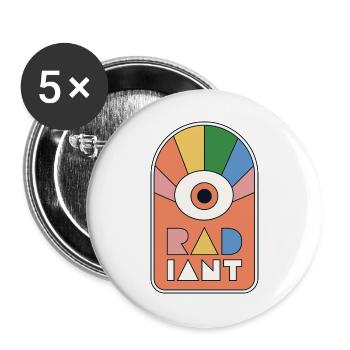 Radiant – Geometric Retro Sun Rays - Buttons large 2.2''/56 mm (5-pack) - white - Front