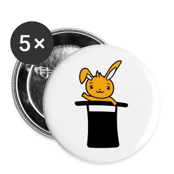 Hase Zauberer Zylinder Hut Kind Baby zaubern süß - Buttons groß 56 mm (5er Pack) - Weiß - Vorne