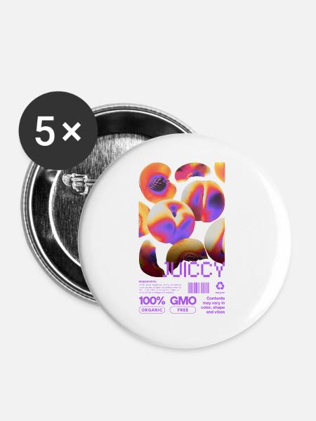 Juicy Glow - Buttons groß 56 mm (5er Pack) - Weiß