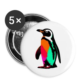 Pingouin - Lot de 5 grands badges (56 mm) - blanc - Devant