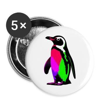 Pingouin - Lot de 5 grands badges (56 mm) - blanc - Devant