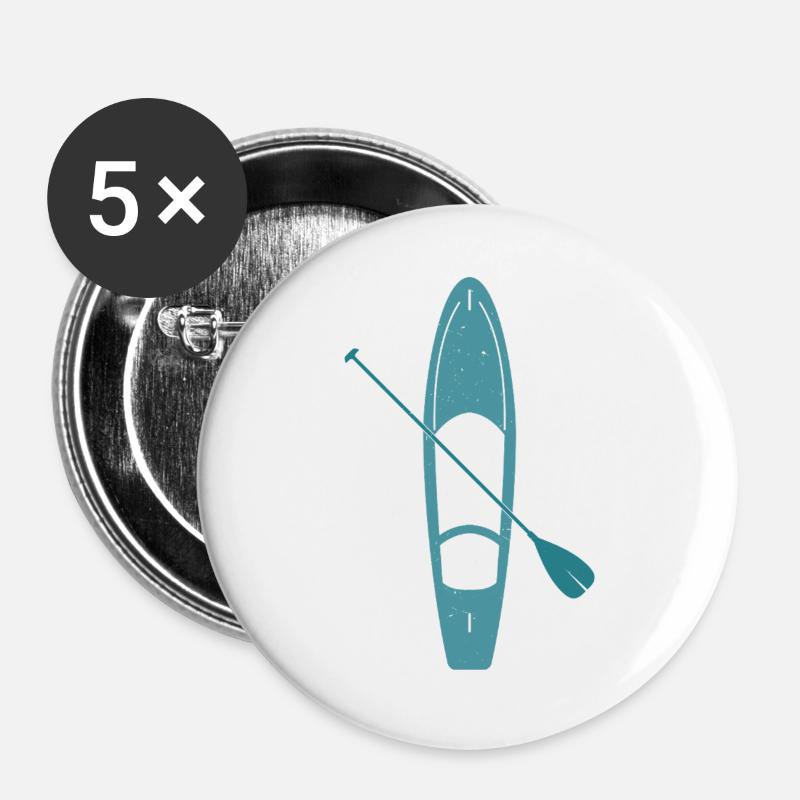 Standup Paddleboard Silhouette - Buttons large 2.2''/56 mm (5-pack) - white