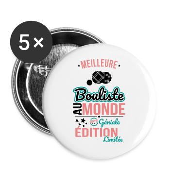Best bowler in the world - 100% awesome - Buttons large 2.2''/56 mm (5-pack) - white - Front