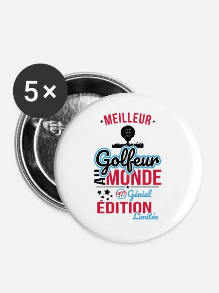 World's Best Golfer - 100% Awesome - Buttons large 2.2''/56 mm (5-pack) - white