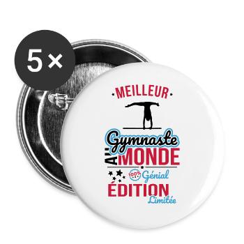 Best Gymnast in the World - 100% Awesome - Buttons large 2.2''/56 mm (5-pack) - white - Front