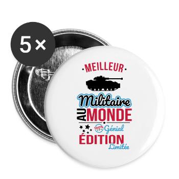 Meilleur Militaire au monde - 100% génial - Lot de 5 grands badges (56 mm) - blanc - Devant