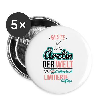 Best Female Doctor in the World - 100% Authentic - Buttons large 2.2''/56 mm (5-pack) - white - Front