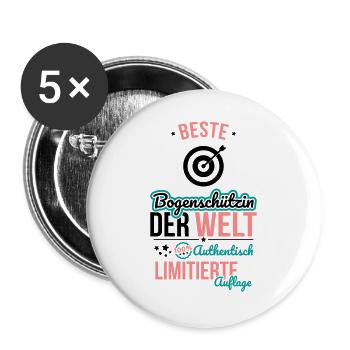 Meilleur archer du monde - 100 % authentique - Lot de 5 grands badges (56 mm) - blanc - Devant