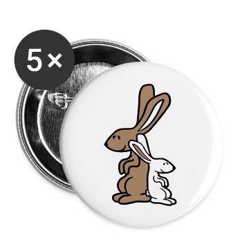 2 Hasen Kind Papa Mama Süß Zwei Schulter Anlehnen - Buttons groß 56 mm (5er Pack) - Weiß - Vorne