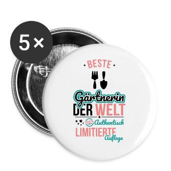 Best Gardener in the World - 100% Authentic - Buttons large 2.2''/56 mm (5-pack) - white - Front