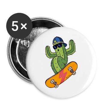 Kaktus Skater - Buttons groß 56 mm (5er Pack) - Weiß - Vorne