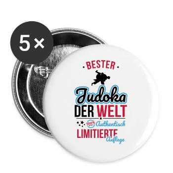 Best Judoka in the World - 100% Authentic - Buttons large 2.2''/56 mm (5-pack) - white - Front