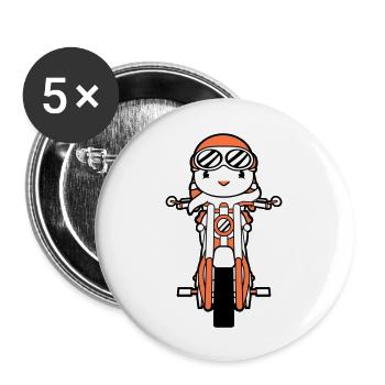 Bird Motorcycle Riding Biker Motorcyclist Hobby - Buttons large 2.2''/56 mm (5-pack) - white - Front