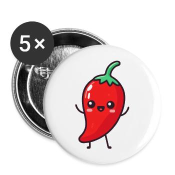 Happy Hot Pepper - Buttons large 2.2''/56 mm (5-pack) - white - Front
