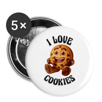 I LOVE COOKIES - Buttons large 2.2''/56 mm (5-pack) - white - Front