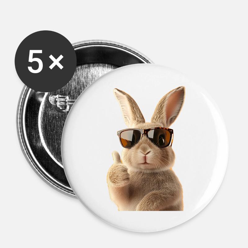Cute Easter Bunny - Buttons large 2.2''/56 mm (5-pack) - white
