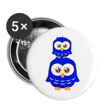 2 Owls Dad Mom Child Baby Family Mother Father - Buttons large 2.2''/56 mm (5-pack) - white - Front