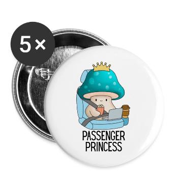 Passagier Prinzessin lustige Pilz süße Freundin - Buttons groß 56 mm (5er Pack) - Weiß - Vorne