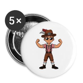 Garçon à Lederhosen Bière JGA Majorque Bavière Alcool - Lot de 5 grands badges (56 mm) - blanc - Devant