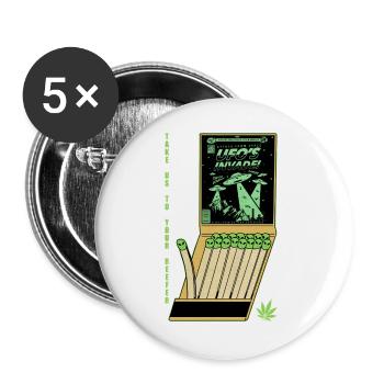 UFO Invasion Vintage Poster Design - Buttons large 2.2''/56 mm (5-pack) - white - Front