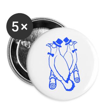 Sir Birds Team Hat Monocle Lunettes 2 Rich Friends - Lot de 5 grands badges (56 mm) - blanc - Devant