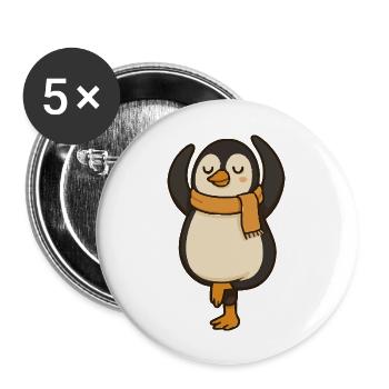 Yoga Pinguin – Entspannter Tanz in Tierform - Buttons groß 56 mm (5er Pack) - Weiß - Vorne