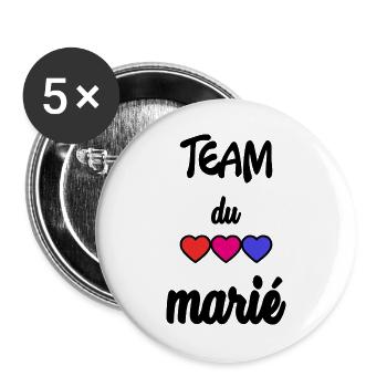 MARIE. FUTUR MARIE. EVJF. TEAM. TEAM MARIE - Lot de 5 grands badges (56 mm) - blanc - Devant
