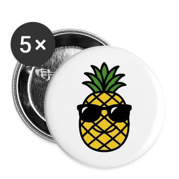 Tête d'Ananas - Lot de 5 grands badges (56 mm) - blanc - Devant