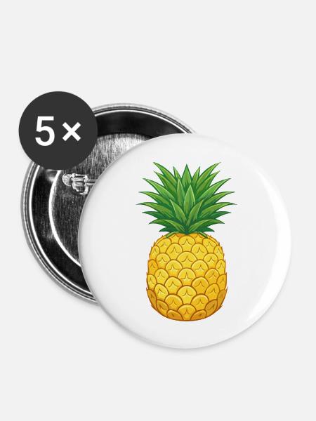 Ananas - Buttons groß 56 mm (5er Pack) - Weiß