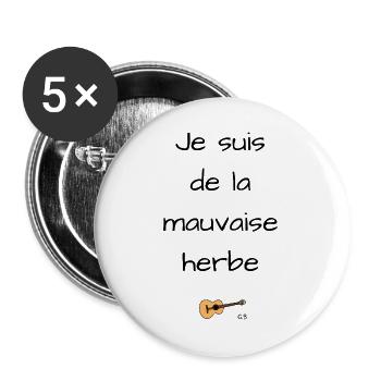 Georges Brassens la mauvaise herbe - Lot de 5 grands badges (56 mm) - blanc - Devant