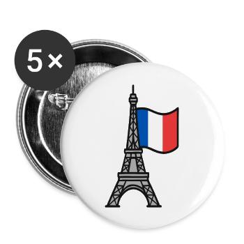 Eiffel Tower with French Flag - Buttons large 2.2''/56 mm (5-pack) - white - Front