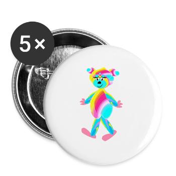 Regenbogenpaul - Tierchen - Kinder - Buttons groß 56 mm (5er Pack) - Weiß - Vorne