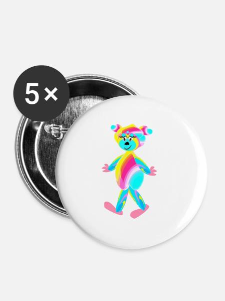Regenbogenpaul - Tierchen - Kinder - Buttons groß 56 mm (5er Pack) - Weiß