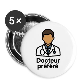Docteur préféré cadeau médecin - Lot de 5 grands badges (56 mm) - blanc - Devant