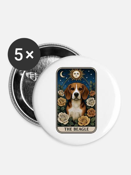 Beagle - Buttons groß 56 mm (5er Pack) - Weiß