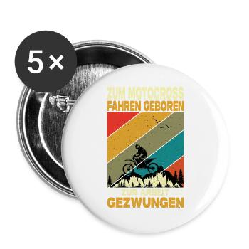 Motocrossfahrer Geschenke Motocross Biker Sprüche - Buttons groß 56 mm (5er Pack) - Weiß - Vorne