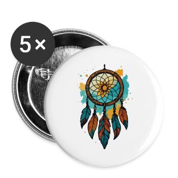 Traumfänger - Buttons groß 56 mm (5er Pack) - Weiß - Vorne